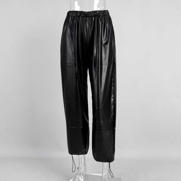 Pantalon effet cuir pour femme avec ourlet à lacets - Eirenne