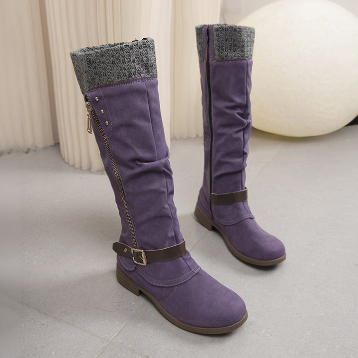 Bottes longues avec fermeture éclair et détails en laine - Mireille
