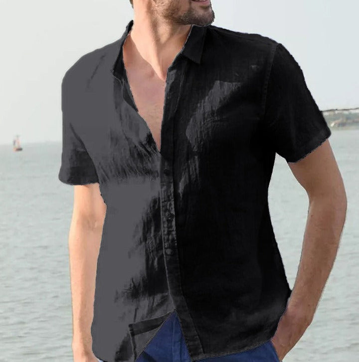 Chemise en lin pour homme, manches courtes, style décontracté - Ivan