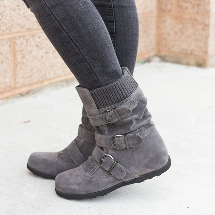 Bottes décontractées pour femmes avec boucles et détails en daim - Amelie