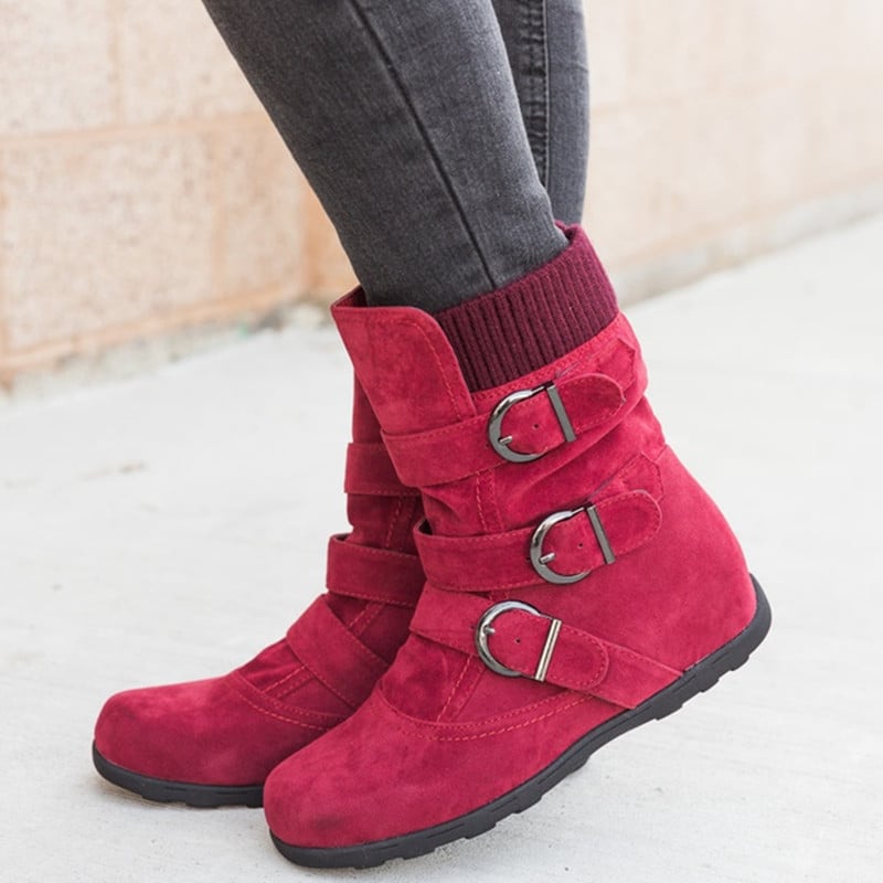 Bottes décontractées pour femmes avec boucles et détails en daim - Amelie