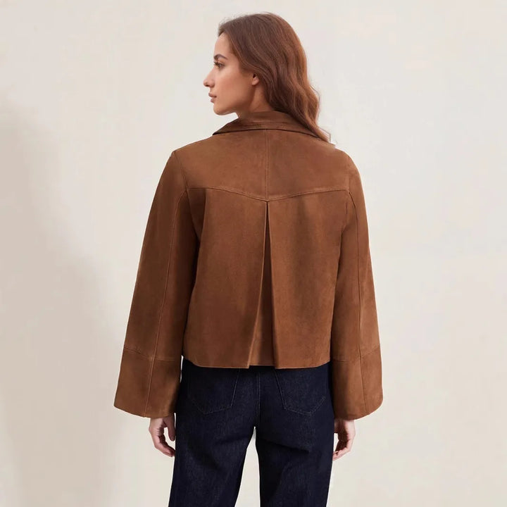 Veste courte en daim avec poches avant pour femmes - Alenor