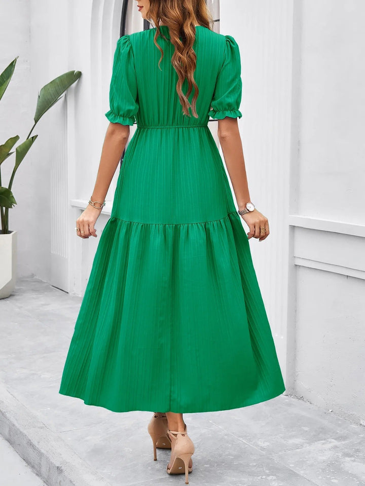Robe midi femme encolure croisée nid d'abeille - AmeliaV