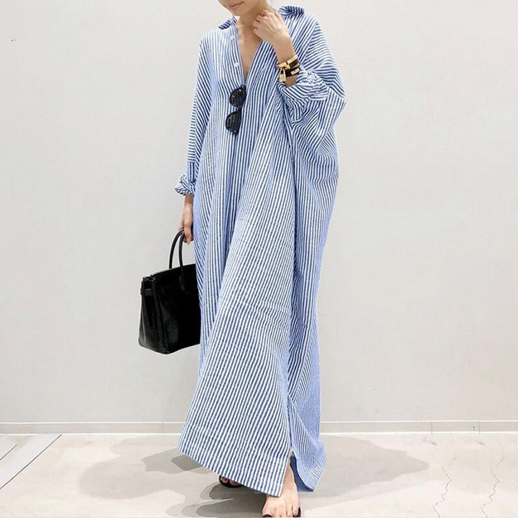 Yemaya - Robe longue oversize à rayures