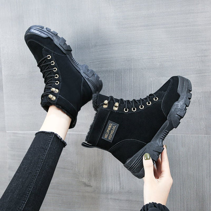 Bottes urbaines pour femmes à semelles épaisses et lacets métalliques - Leona