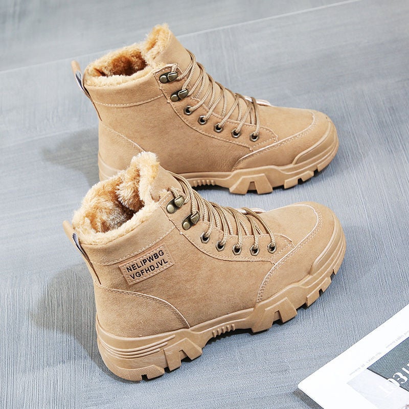 Bottes urbaines pour femmes à semelles épaisses et lacets métalliques - Leona