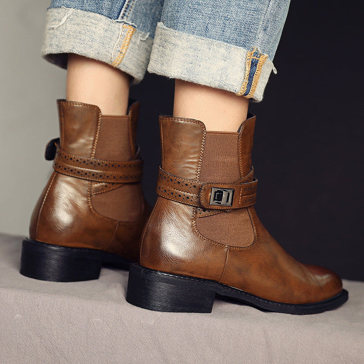 Bottines à talon épais et à boucle - Elina