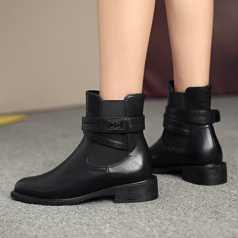 Bottines à talon épais et à boucle - Elina