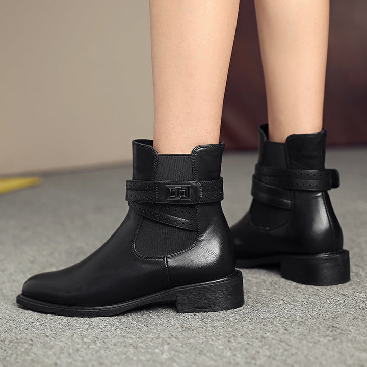 Bottines à talon épais et à boucle - Elina