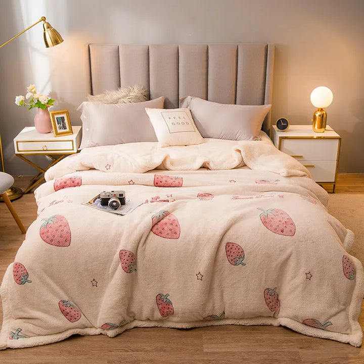 Couverture d'hiver épaisse et matelassée avec motif imprimé