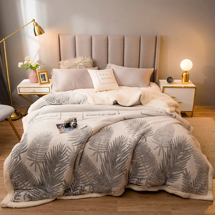Couverture d'hiver épaisse et matelassée avec motif imprimé