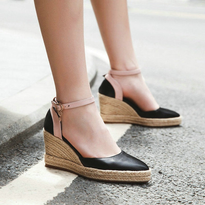 Sandales compensées pour femmes en jute avec bride de cheville style espadrille - Adriana