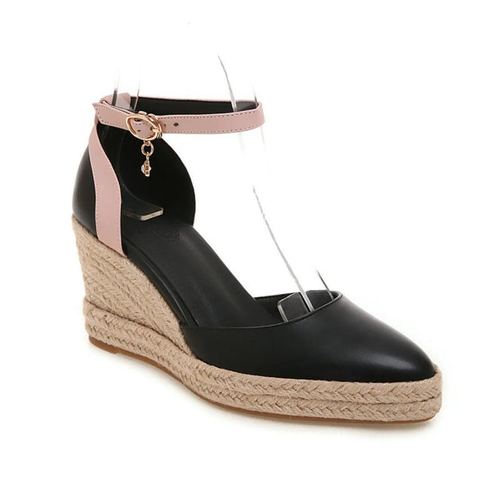 Sandales compensées pour femmes en jute avec bride de cheville style espadrille - Adriana