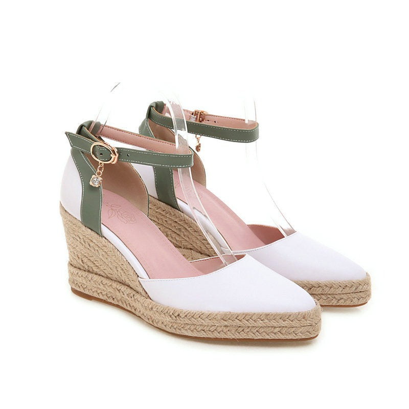 Sandales compensées pour femmes en jute avec bride de cheville style espadrille - Adriana