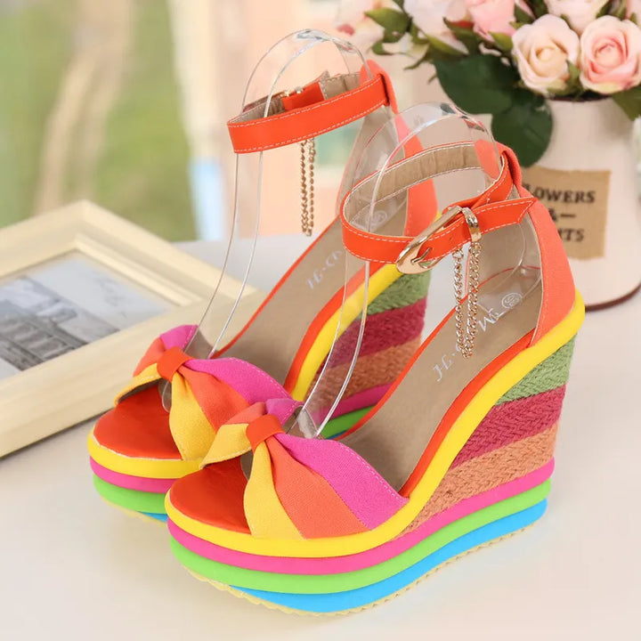 Sandales compensées pour femmes avec plateforme multicolore de style estival - Mariana