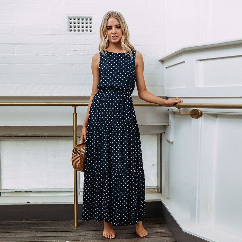 Robe longue et fluide à pois pour femmes - Naomi