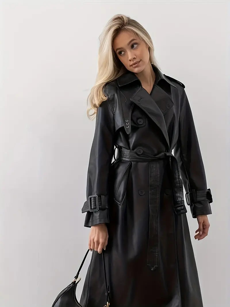 Trench-coat en cuir avec ceinture - Hayle