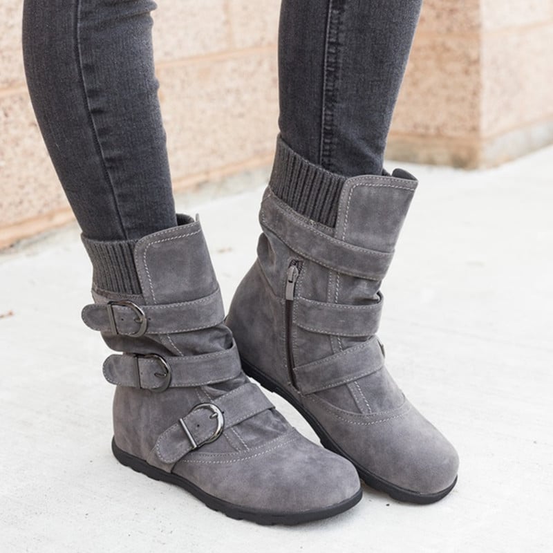 Bottes décontractées pour femmes avec boucles et détails en daim - Amelie