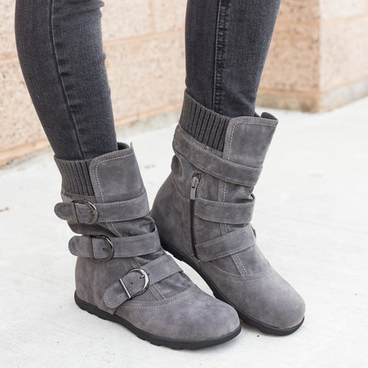 Bottes décontractées pour femmes avec boucles et détails en daim - Amelie