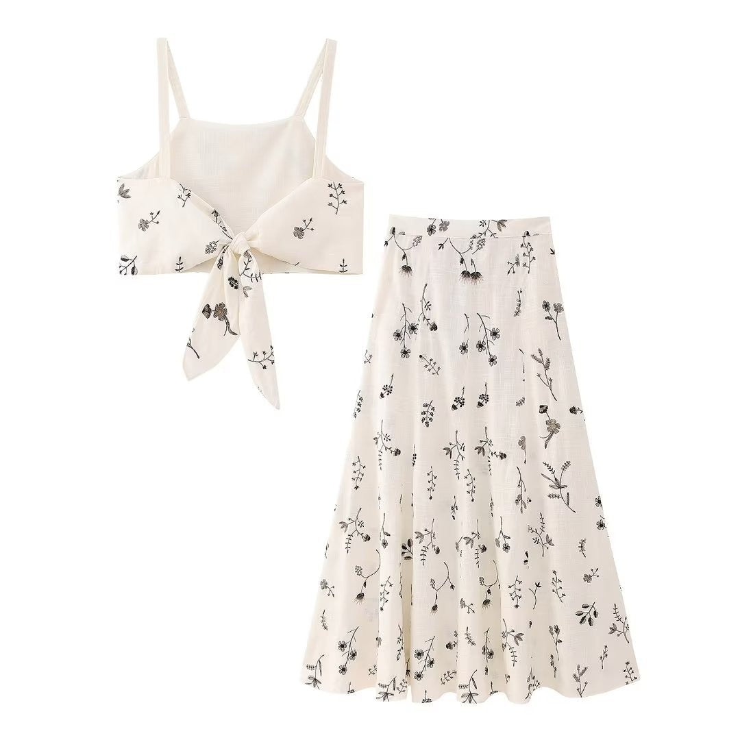 Ensemble 2 pièces crème à imprimé floral - Liora