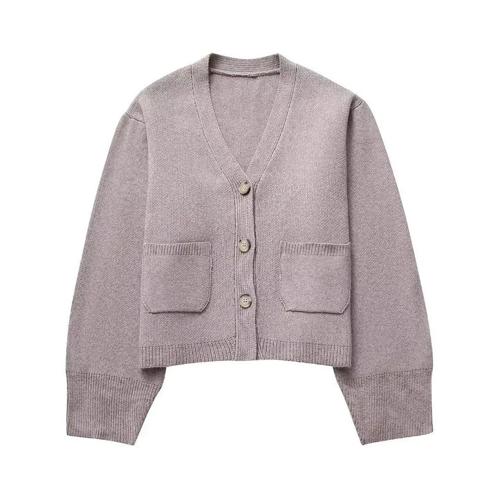 Loana - Cardigan Tricoté pour Femme à Col V et Boutons