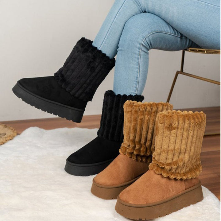 Bottes d'hiver pour femmes avec tige en fourrure nervurée - Romina
