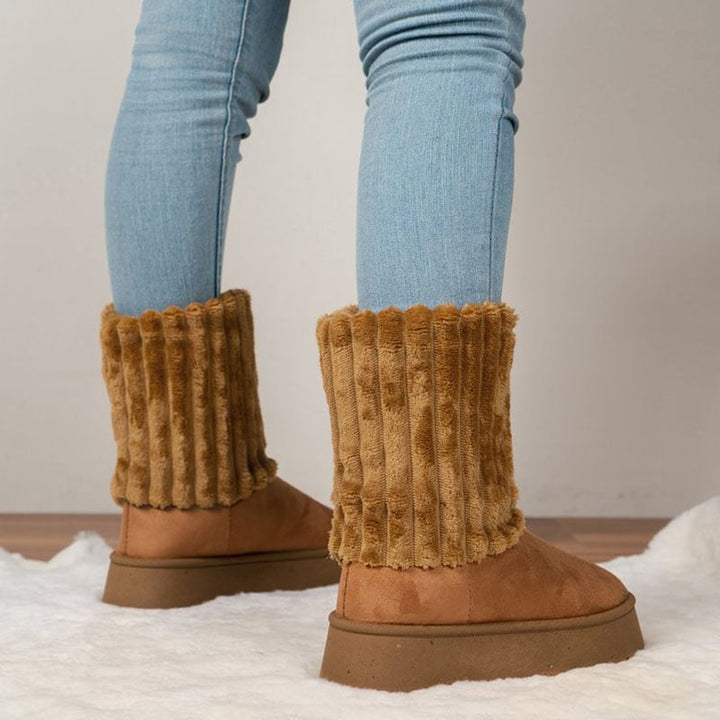 Bottes d'hiver pour femmes avec tige en fourrure nervurée - Romina