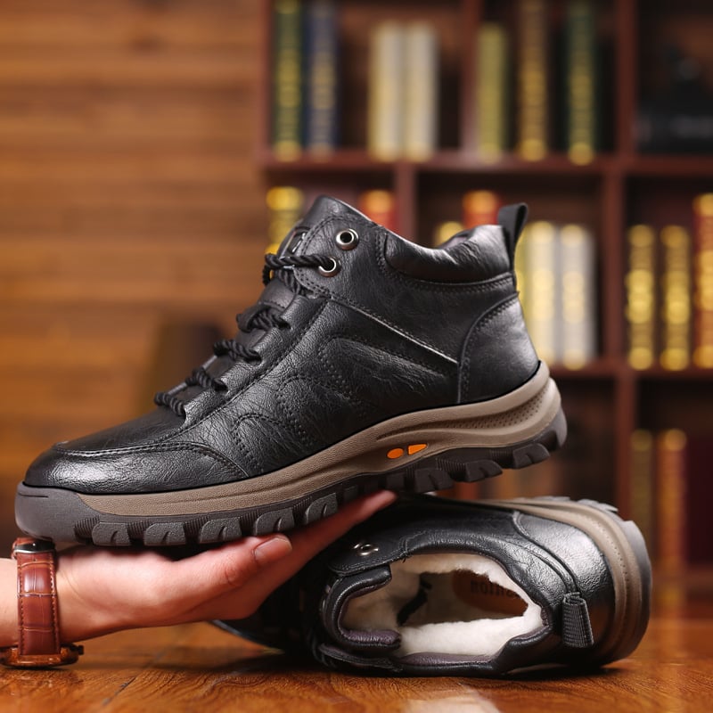 Bottes en cuir pour hommes avec doublure chaude et semelle résistante - Ian