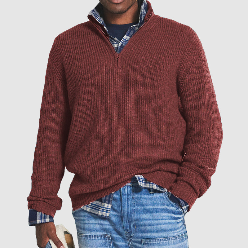 Pull en cachemire pour homme, style business casual, avec fermeture éclair