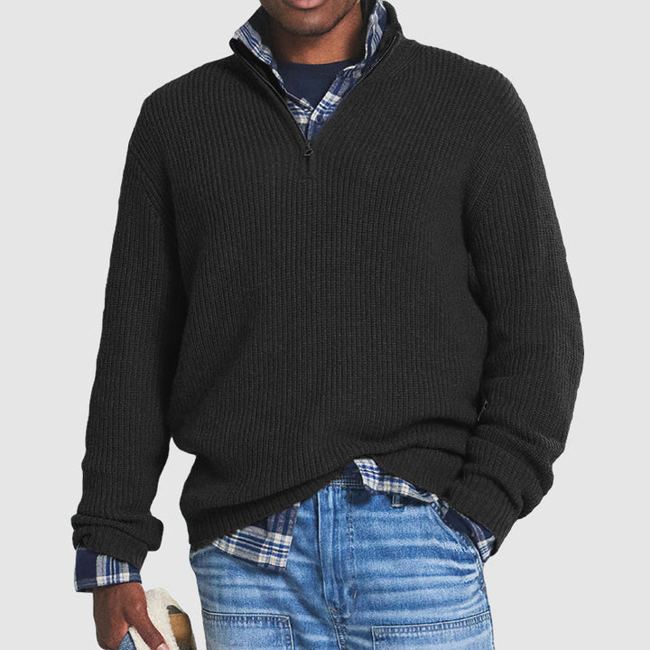 Pull en cachemire pour homme, style business casual, avec fermeture éclair