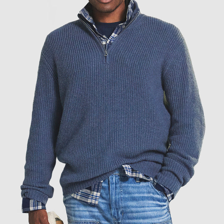 Pull en cachemire pour homme, style business casual, avec fermeture éclair