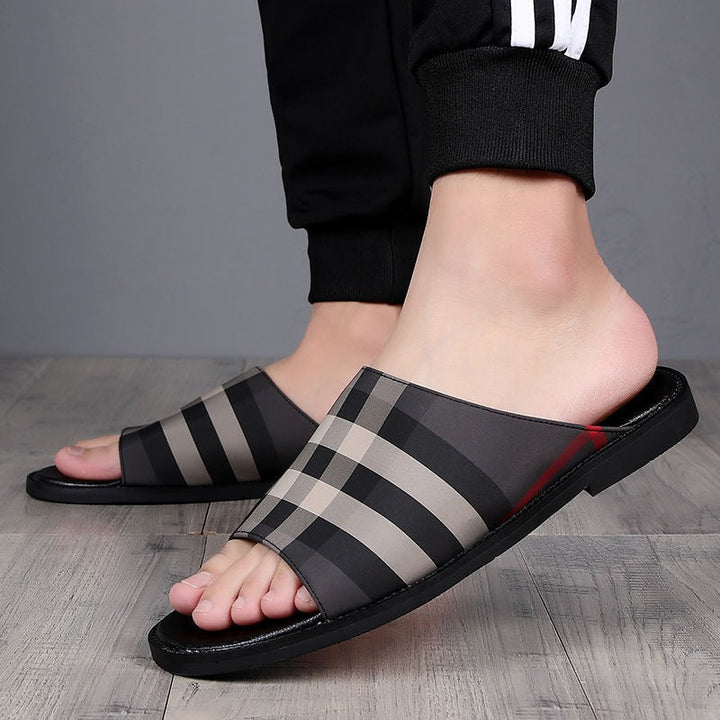 Sandales à carreaux décontractées pour hommes avec design antidérapant - Bruno