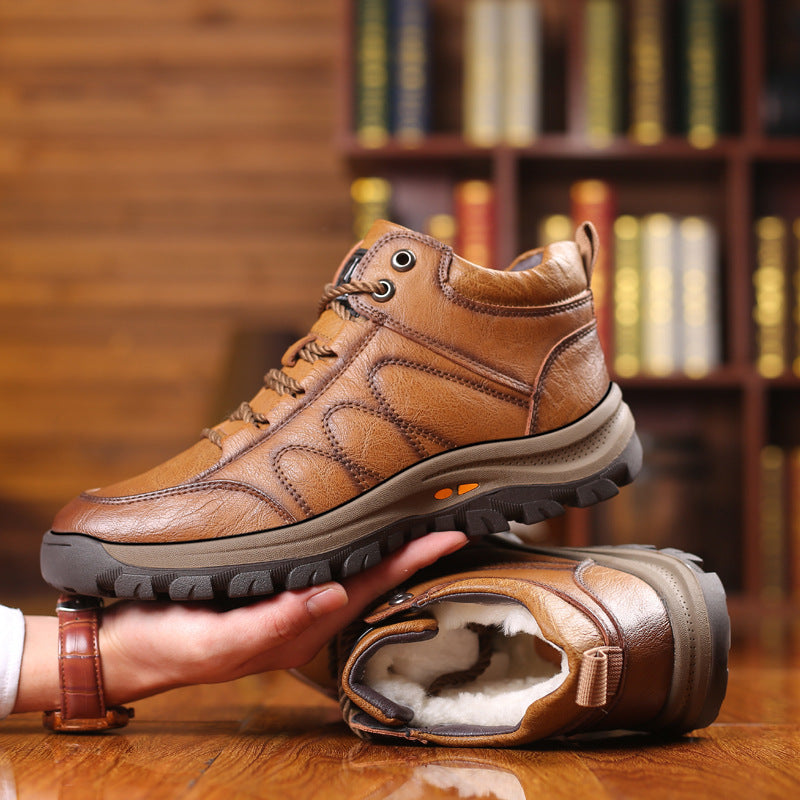 Bottes en cuir pour hommes avec doublure chaude et semelle résistante - Ian