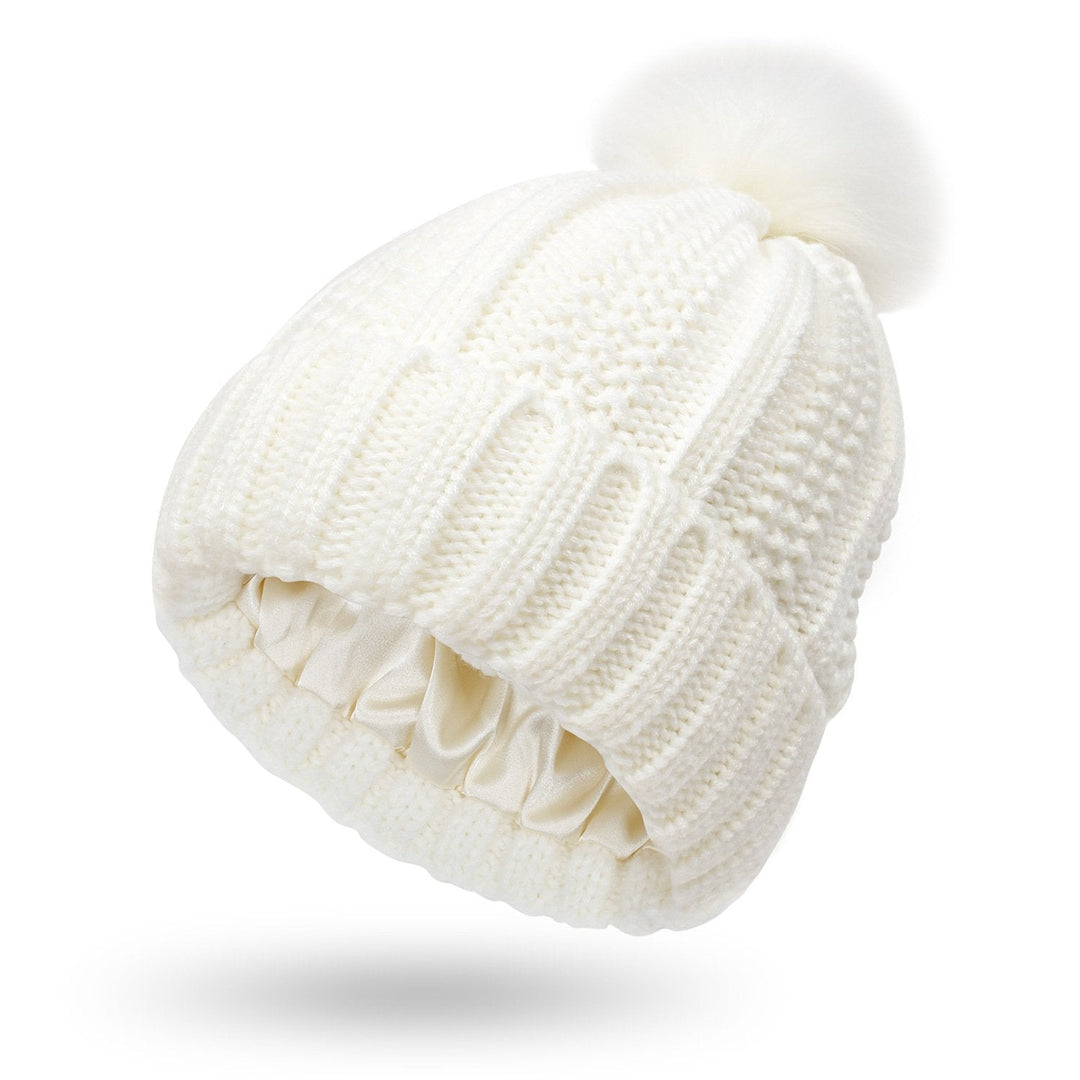 Bonnet tricoté pour femme avec pompon - Daitonna