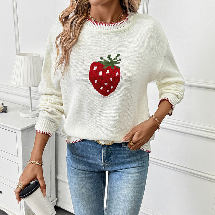 Pull en maille à motif de fraises pour femme - Liane