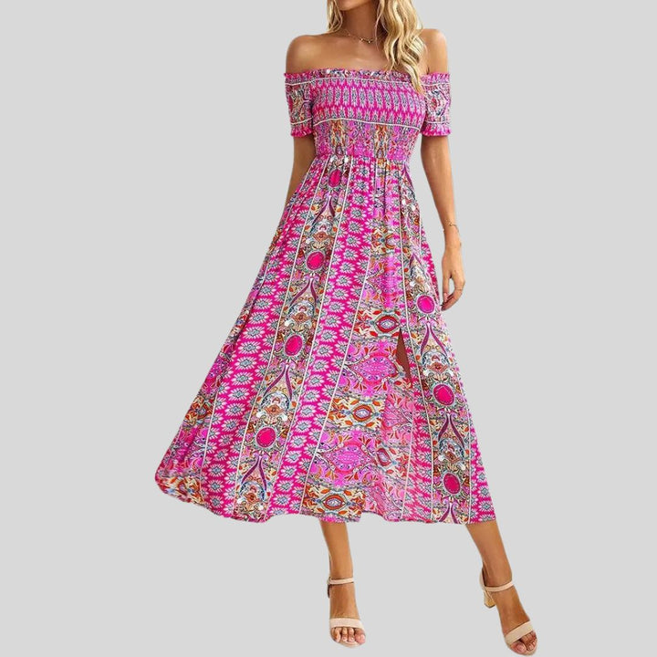 Aurora - Robe longue boho à épaules dénudées et à volants