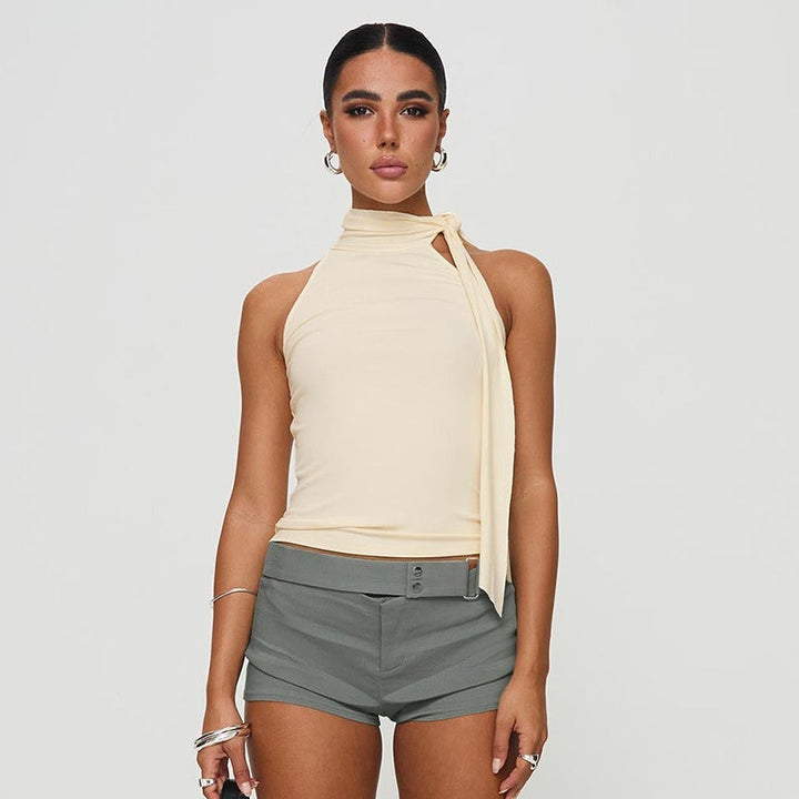 Top sans manches à dos nu avec nœud asymétrique pour femme - Natalia
