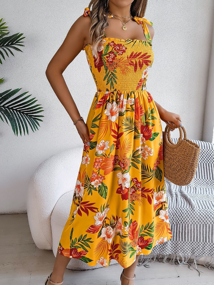 Longue robe bustier à imprimé floral tropical pour femme - modèle Kailani