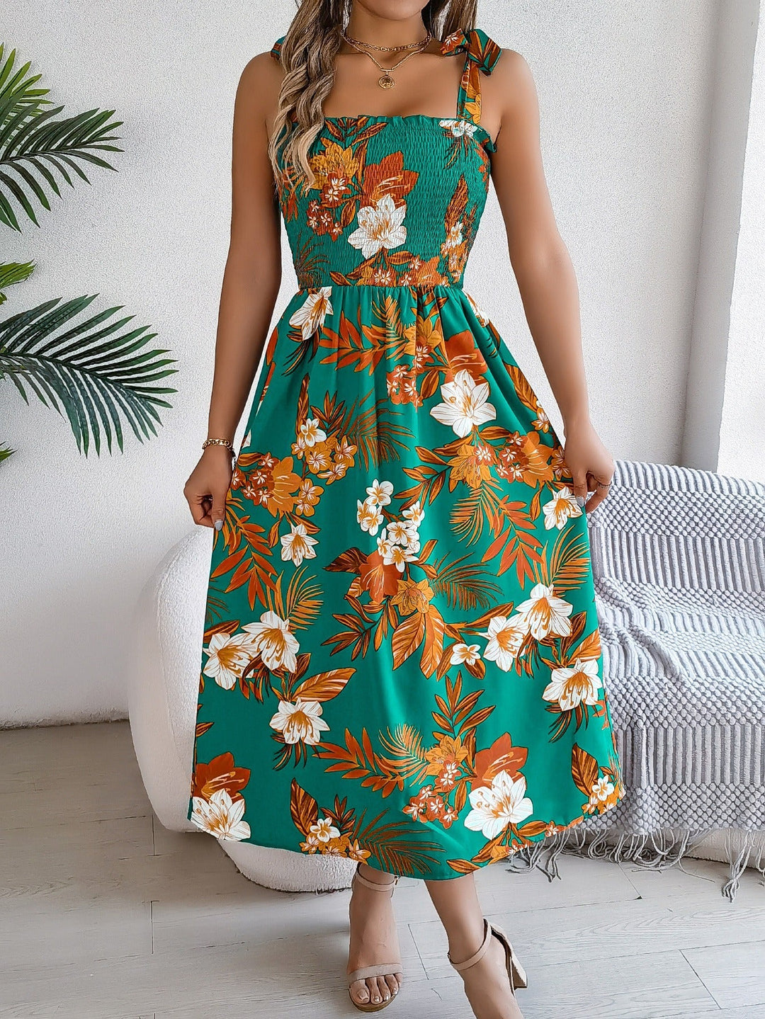 Longue robe bustier à imprimé floral tropical pour femme - modèle Kailani