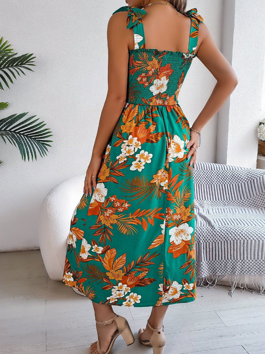 Longue robe bustier à imprimé floral tropical pour femme - modèle Kailani
