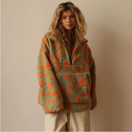 Sweat-shirt polaire pour femmes avec grande poche - Liora