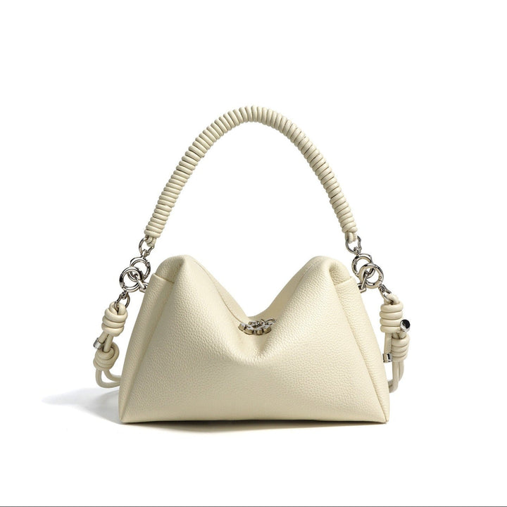 Sac à bandoulière en cuir véritable pour femme avec poignée tressée design moderne - Mireya