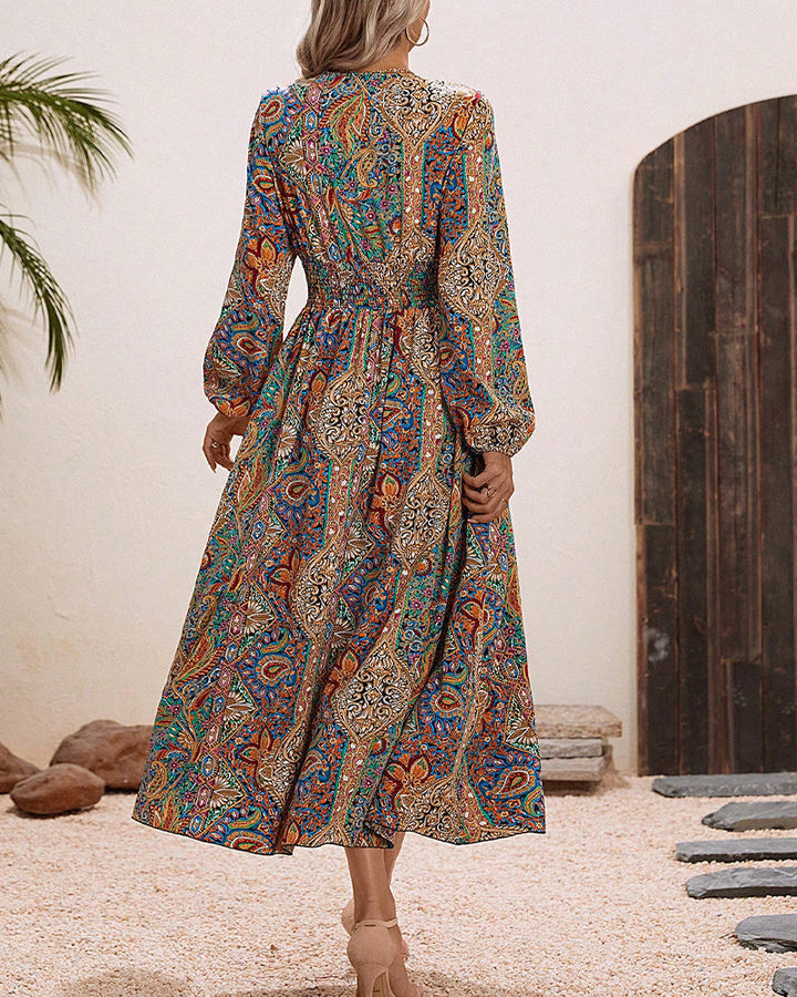 Gina - Robe élégante à motif cachemire coloré