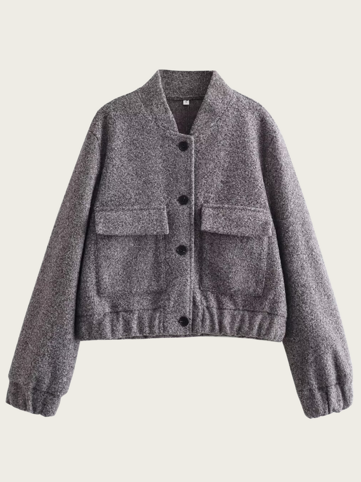 Veste courte en laine grise pour femme - Mauwi