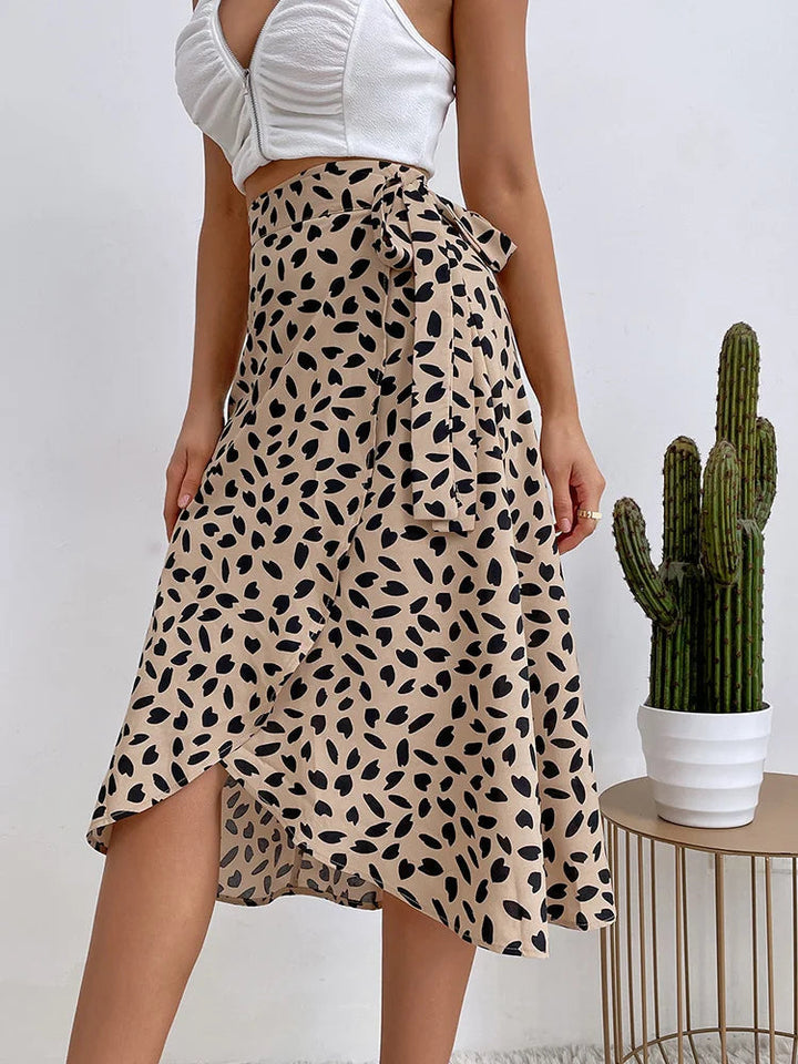 Jupe portefeuille femme style boho imprimé asymétrique été - Isadora