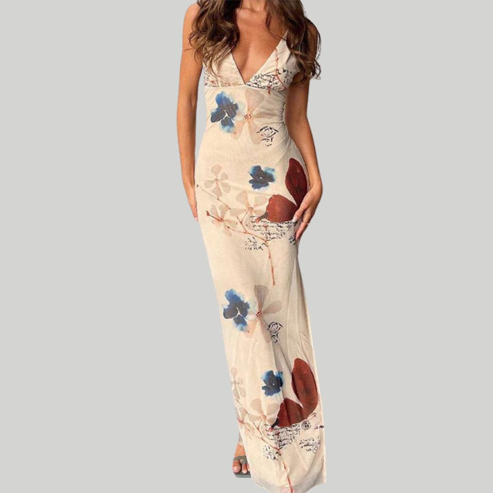 Esme - Robe longue à imprimé floral et décolleté en V