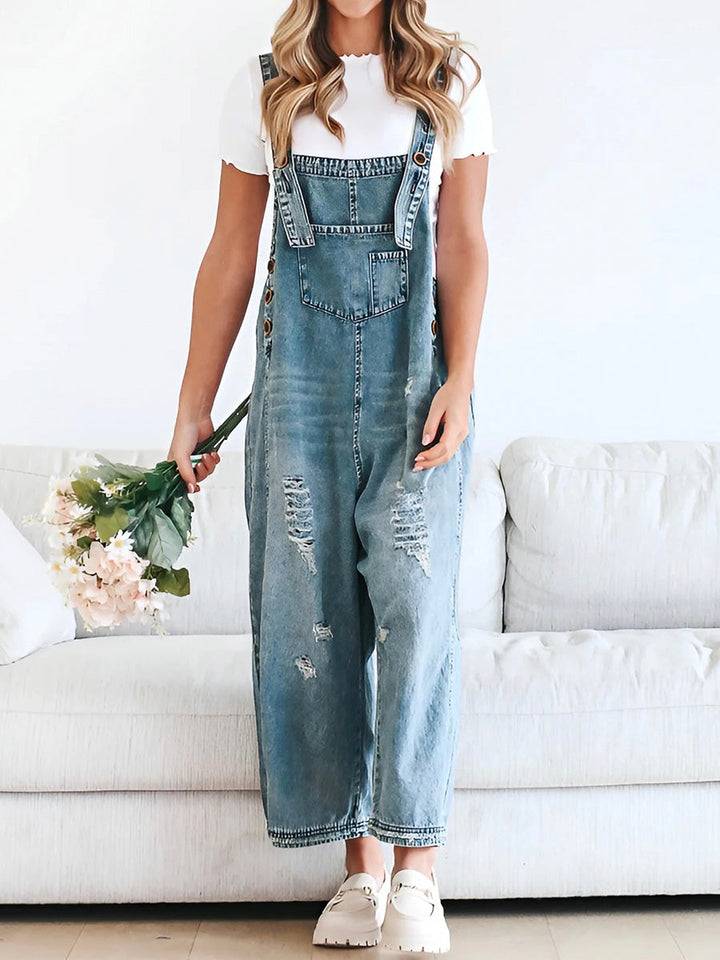Coupe décontractée, combinaison en jean look used - Jenna