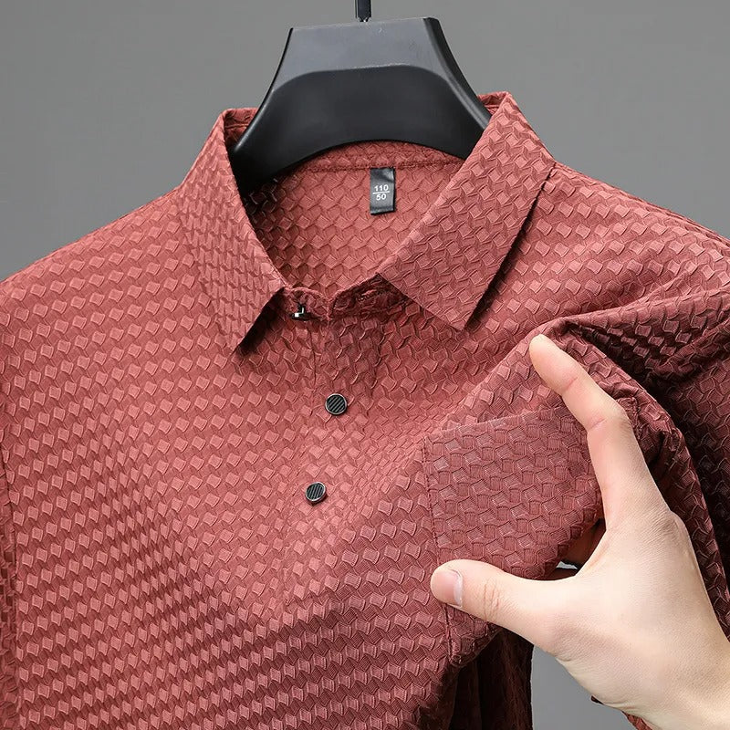 Polo géométrique tissé pour hommes avec poche avant - Marcelo