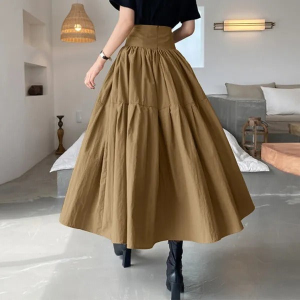Jupe longue de femme à taille élastiquée et plissée - Mireya