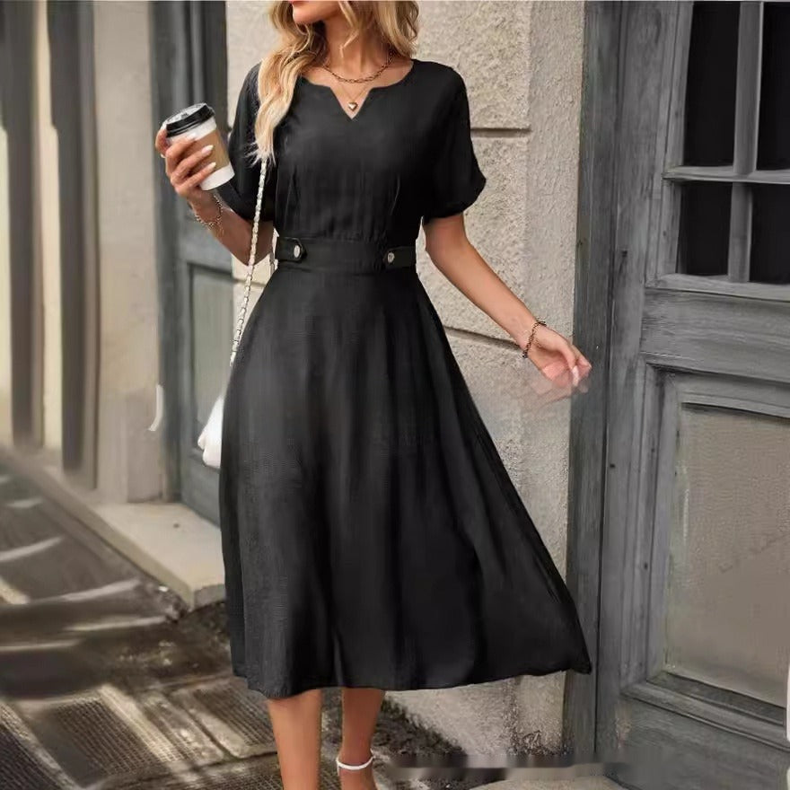 Robe midi pour femme avec taille ajustée dans un style fluide et élégant - Renata